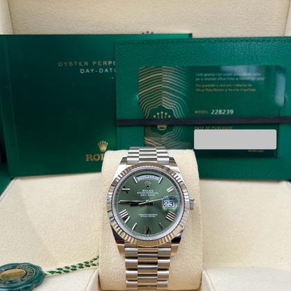 Rolex Day-Date 40 228239 White Gold Olive Green Anniversary Dial