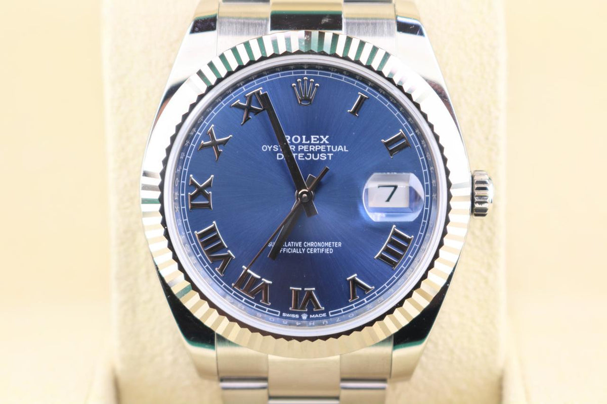 Rolex Datejust 41 126334 Blue Roman Dial Fluted Bezel Oyster