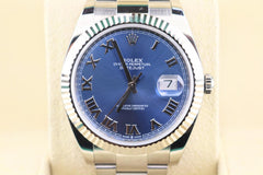Rolex Datejust 41 126334 Blue Roman Dial Fluted Bezel Oyster