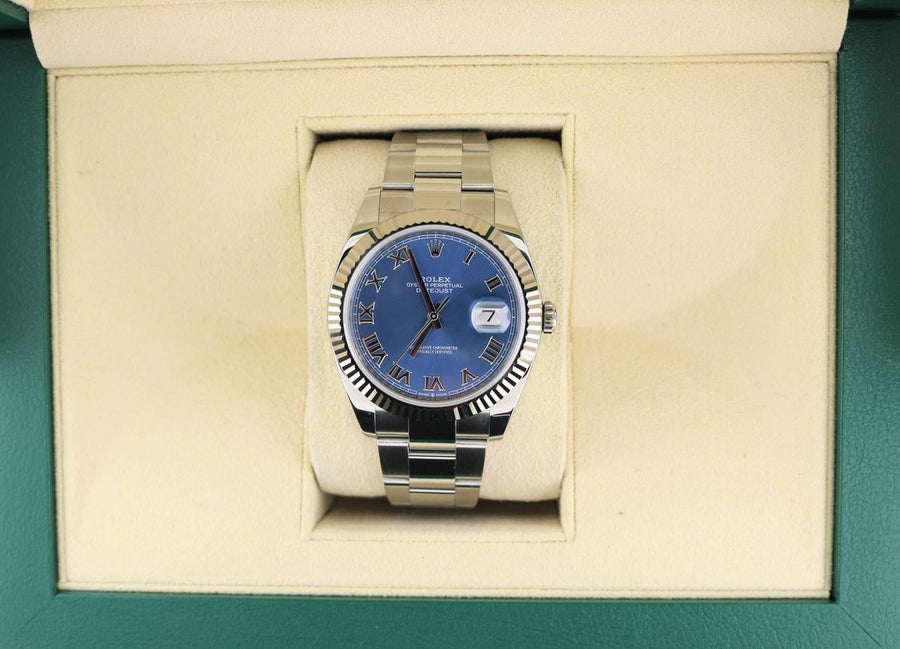 Rolex Datejust 41 126334 Blue Roman Dial Fluted Bezel Oyster