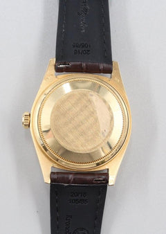 Rolex Day-Date 36 18038 Yellow Gold White Roman Dial Leather Strap