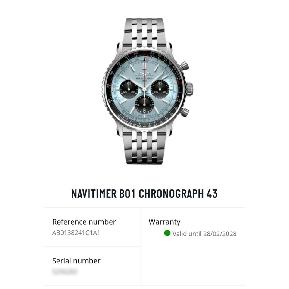 Breitling Navitimer B01 Chronograph 43 Ice Blue AB0138