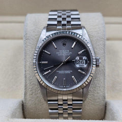 Rolex Datejust 16234 Grey Tapestry Dial Steel 36mm Jubilee