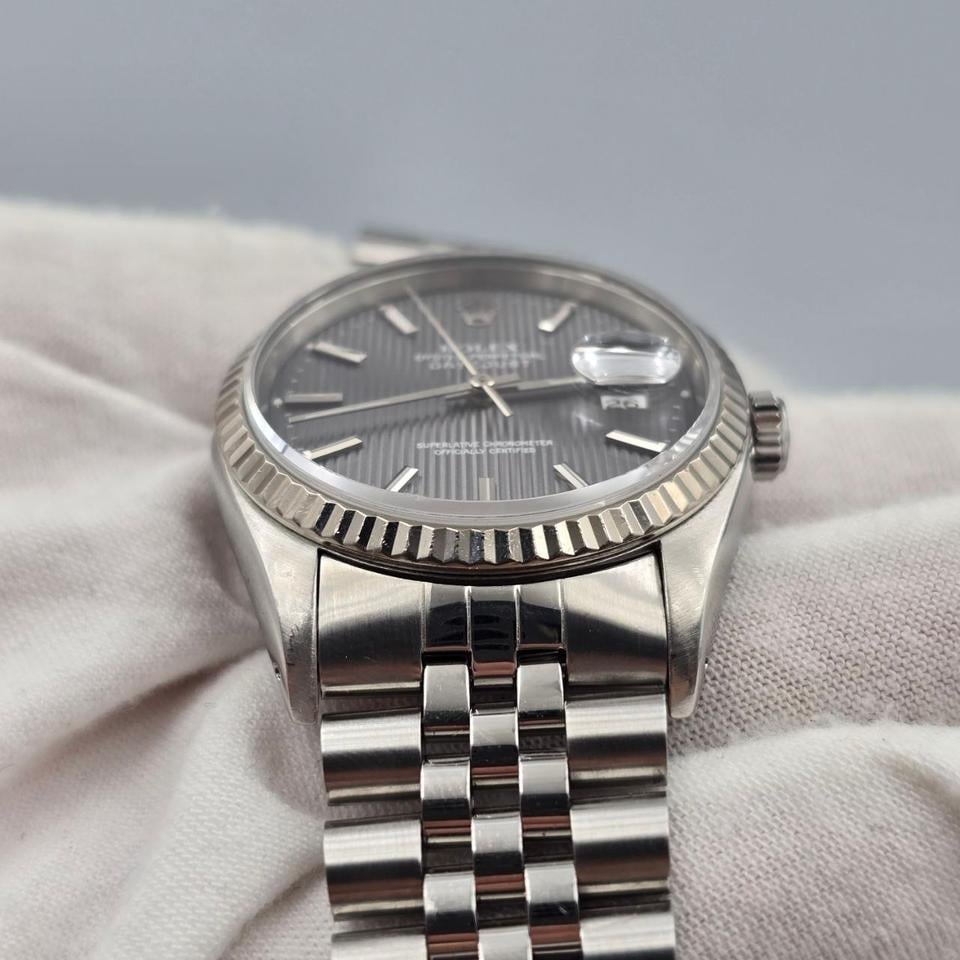 Rolex Datejust 16234 Grey Tapestry Dial Steel 36mm Jubilee