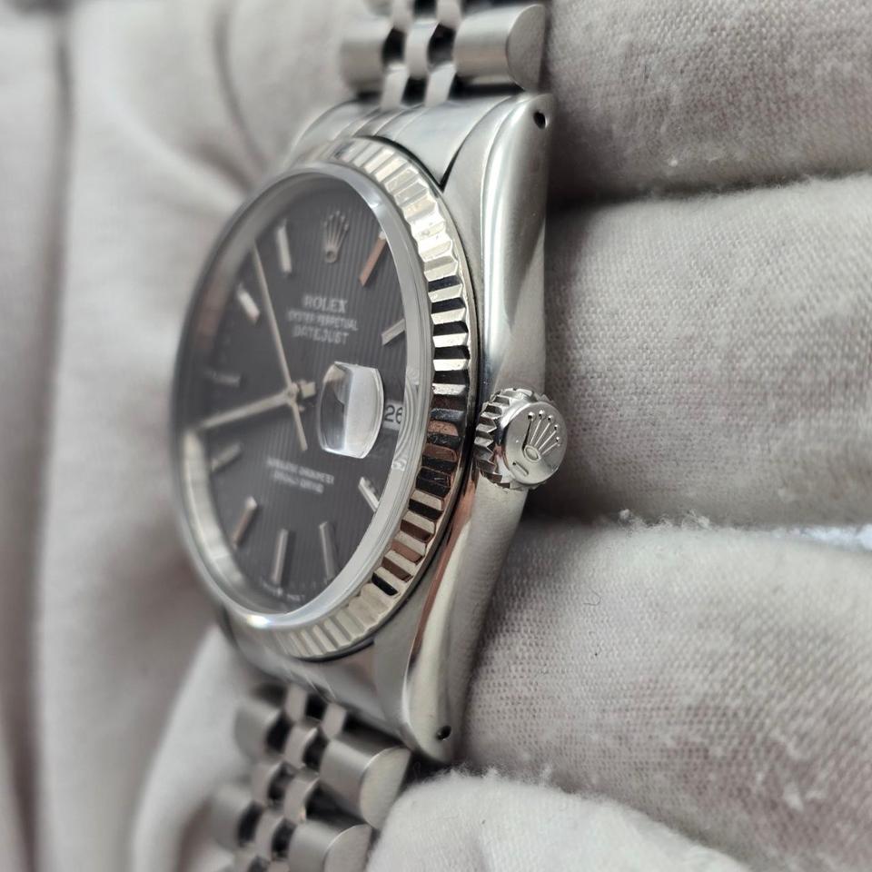 Rolex Datejust 16234 Grey Tapestry Dial Steel 36mm Jubilee